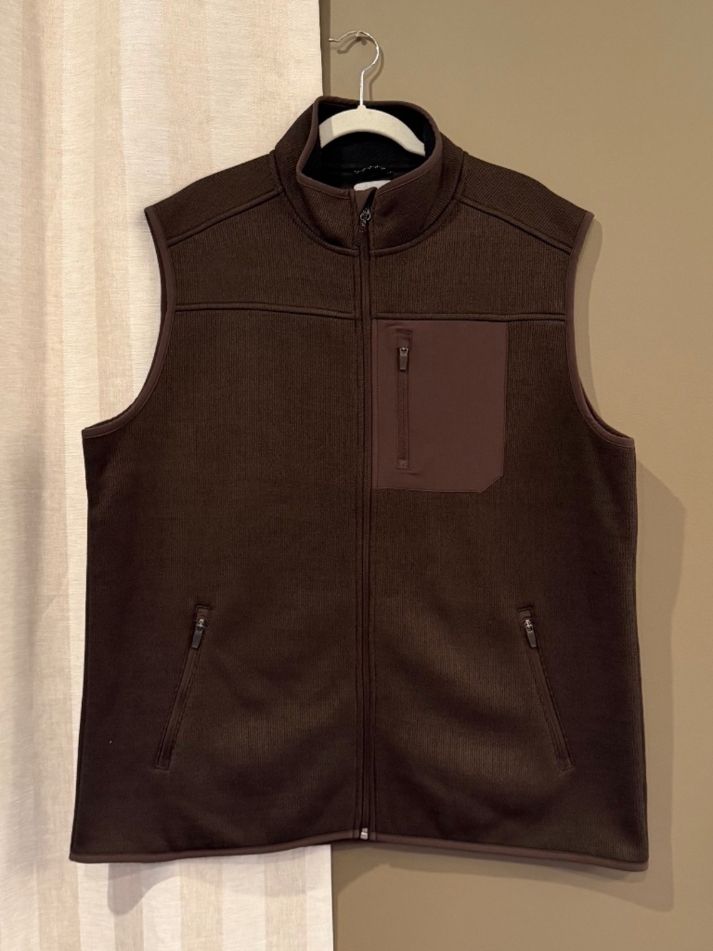 Ascend Men's Chocolate Brown Full Zip Vest, Outdoor, Hiking, Size XL
